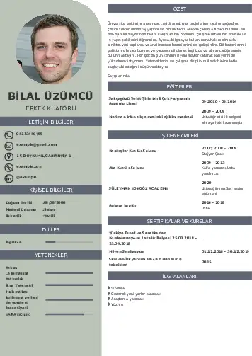 Kuaför Cv Örnekleri cv indir